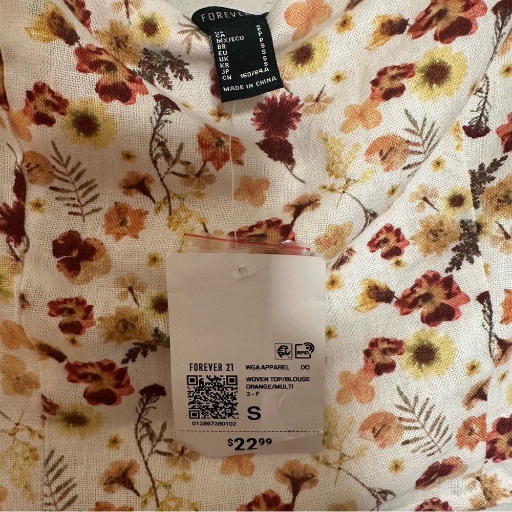 F21 Floral Print Women's Short Sleeve Crop Top, Small - Picture 6 of 7